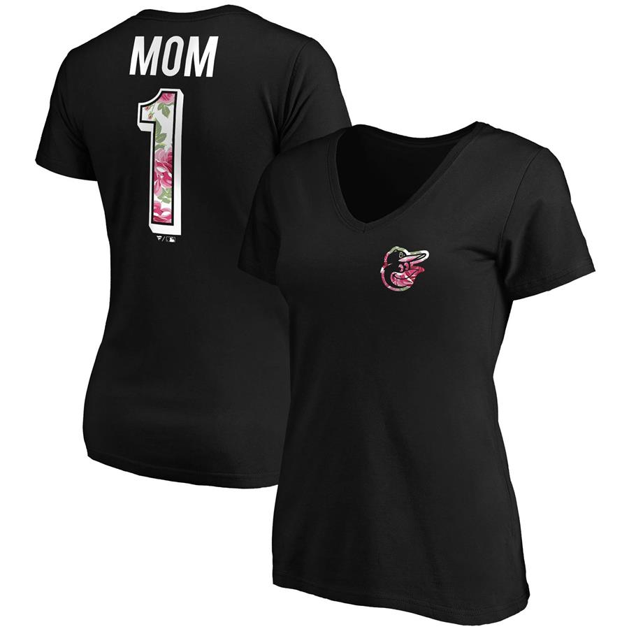 Baltimore Orioles Fanatics Branded Women's Mother's Day Logo V-Neck T-Shirt - Black