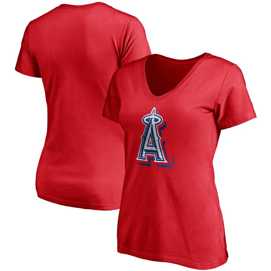 Los Angeles Angels Fanatics Branded Women's Red White & Team V-Neck T-Shirt - Red