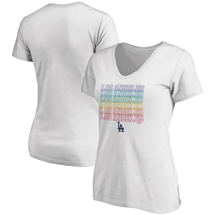 Los Angeles Dodgers Fanatics Branded Women's City Pride V-Neck T-Shirt - White