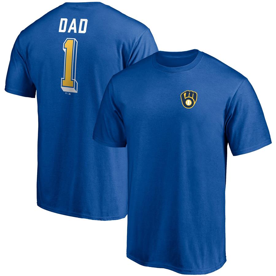 Milwaukee Brewers Fanatics Branded Number One Dad Team T-Shirt - Royal