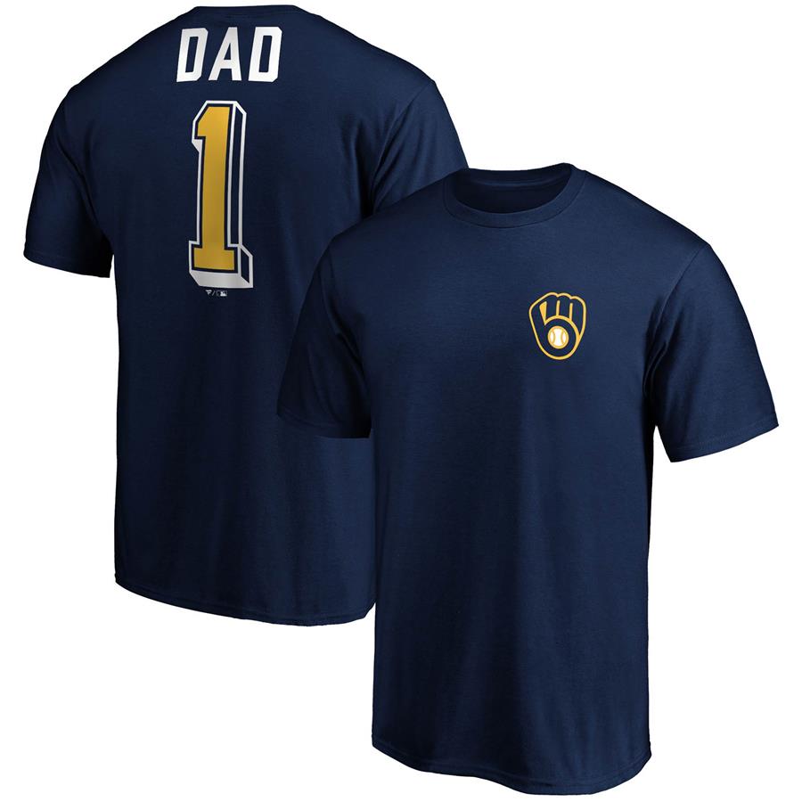 Milwaukee Brewers Fanatics Branded Number One Dad Team T-Shirt - Navy
