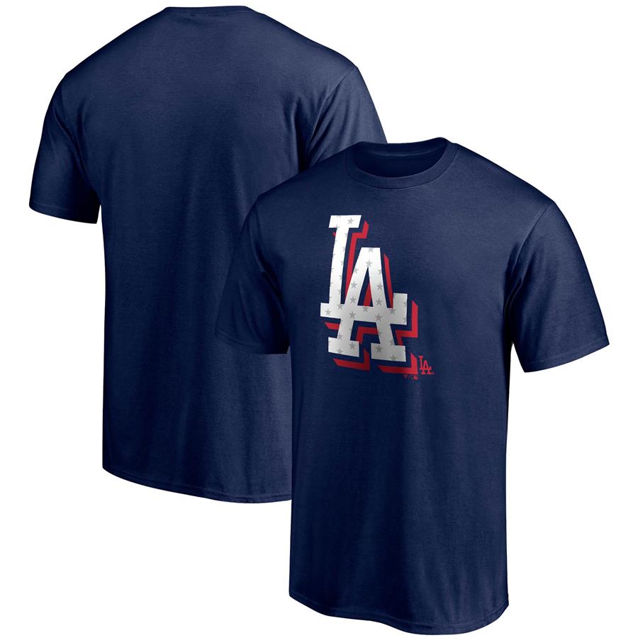 Los Angeles Dodgers Fanatics Branded Red White and Team Logo T-Shirt - Navy
