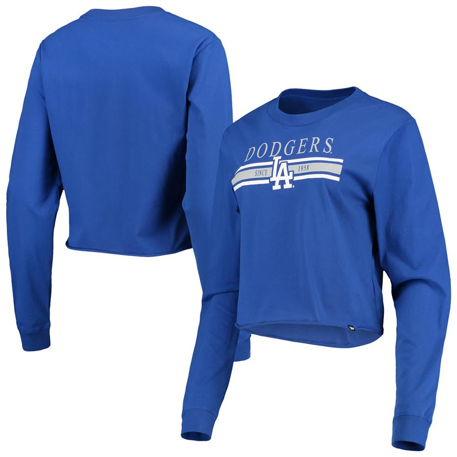 Los Angeles Dodgers New Era Women's Cropped Long Sleeve T-Shirt - Royal