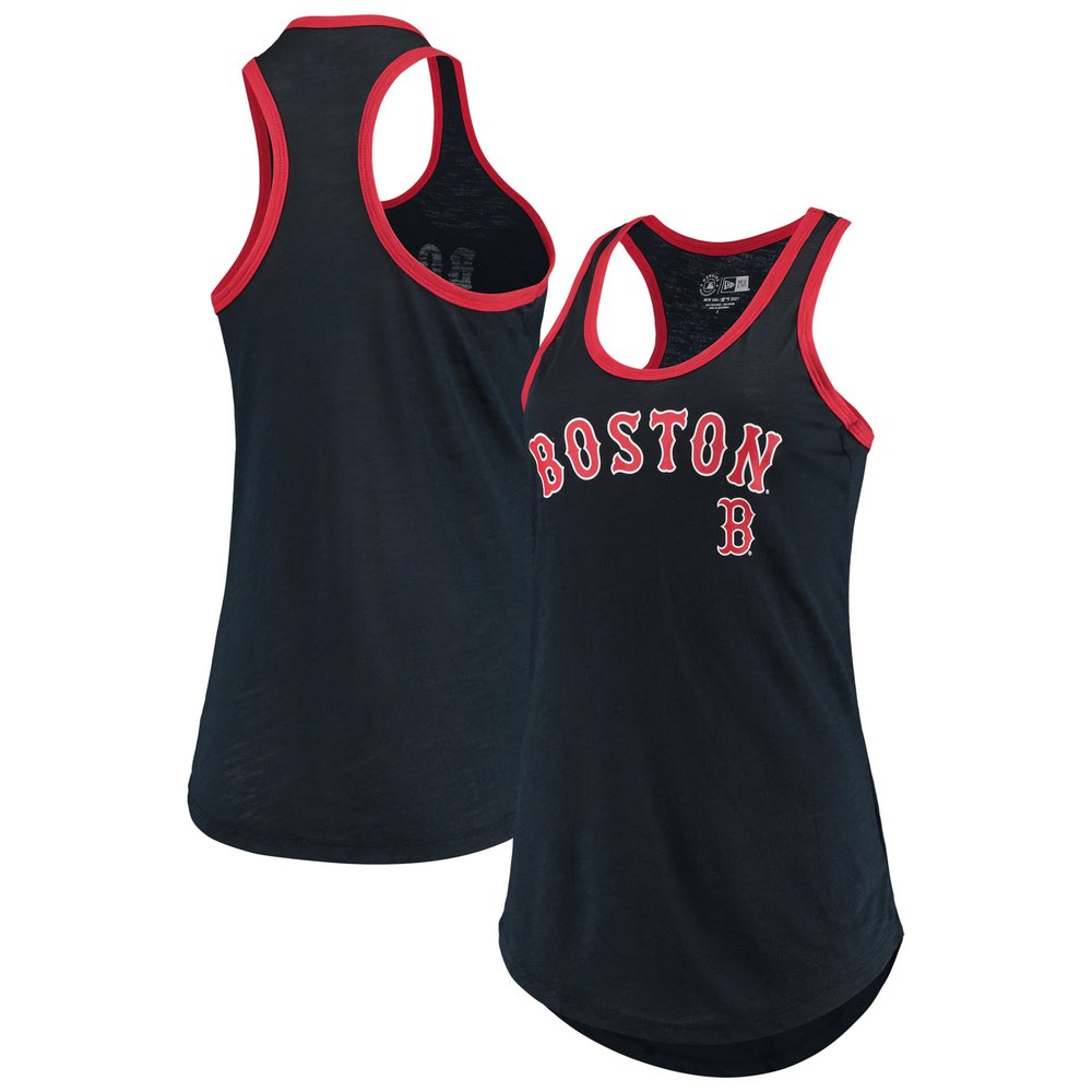 Boston Red Sox New Era Women's Slub Ringer Tank Top - Navy