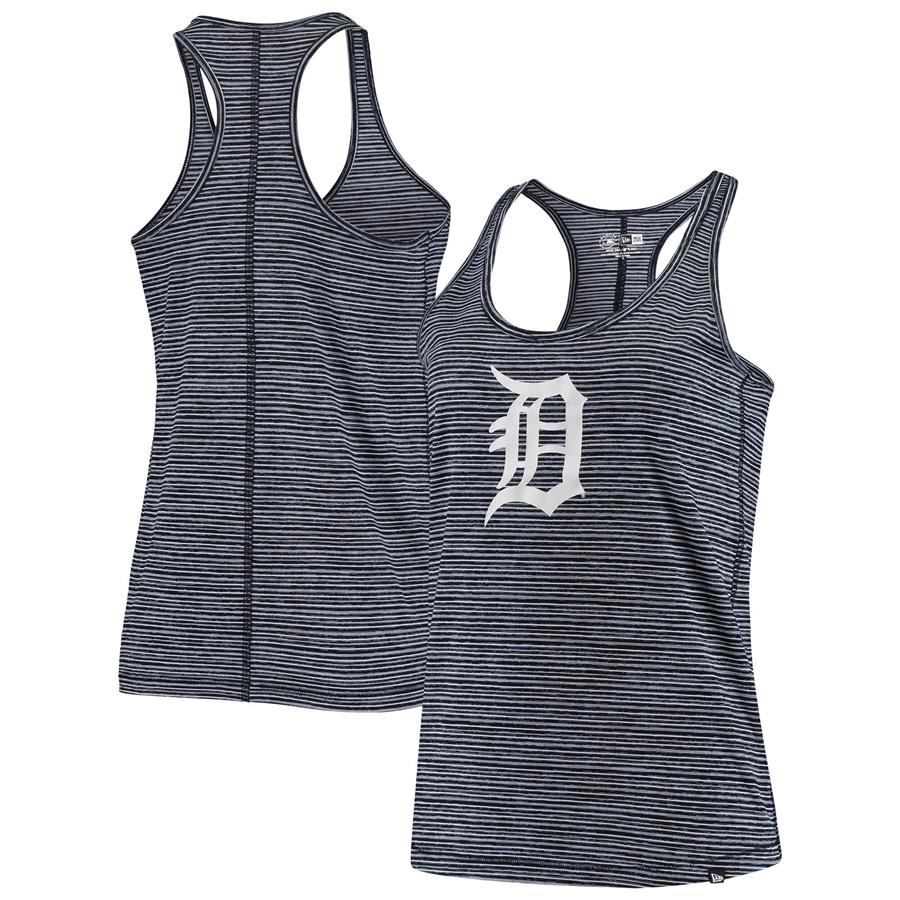 Detroit Tigers New Era Women's Space Dye Jersey Tri-Blend Tank Top - Navy