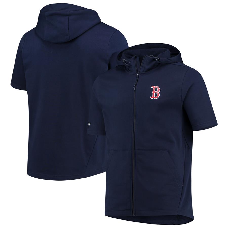 Boston Red Sox Levelwear Insignia Recruit Full-Zip Short Sleeve Hoodie - Navy