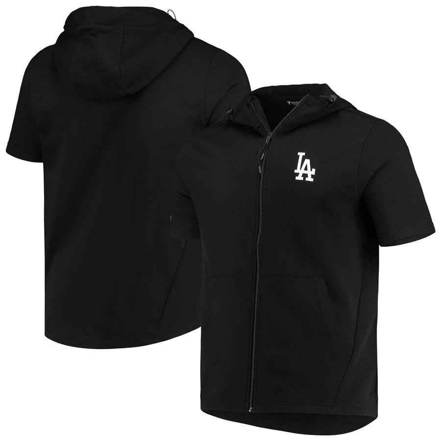Los Angeles Dodgers Levelwear Insignia Recruit Full-Zip Short Sleeve Hoodie - Black