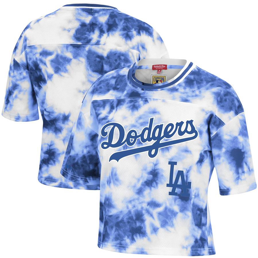 Los Angeles Dodgers Mitchell & Ness Women's Cooperstown Collection 7th Inning Tie-Dye Cropped T-Shirt - Royal