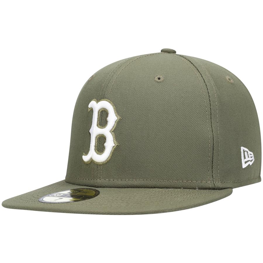 Boston Red Sox New Era Logo White 59FIFTY Fitted Hat - Olive