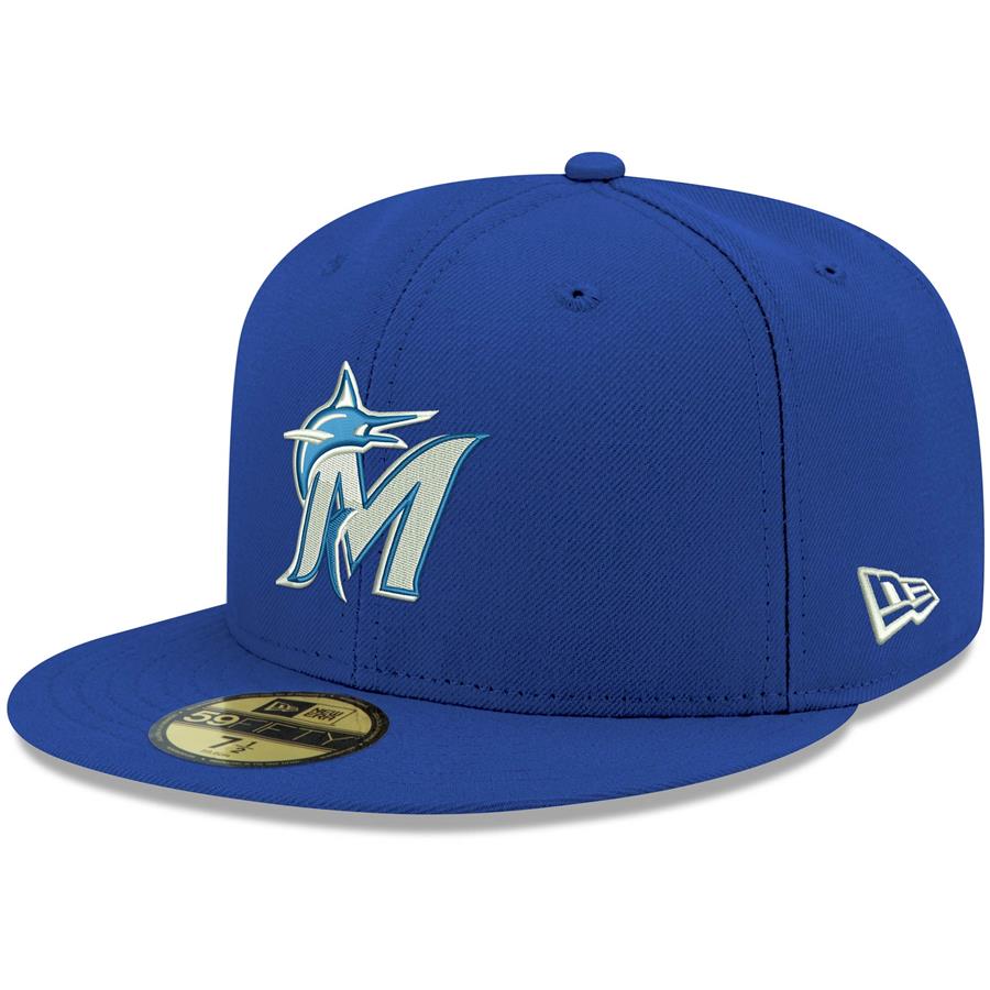 Miami Marlins New Era Logo White 59FIFTY Fitted Hat - Royal