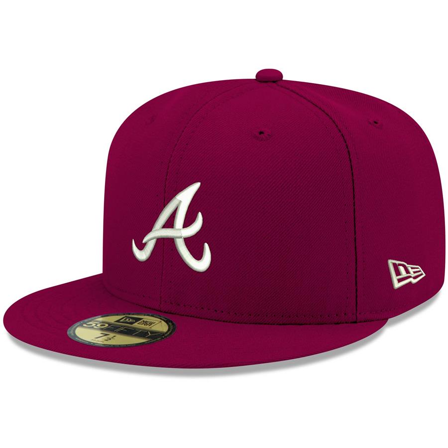 Atlanta Braves New Era Logo White 59FIFTY Fitted Hat - Cardinal