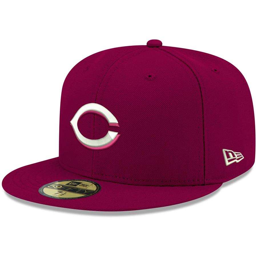 Cincinnati Reds New Era Logo White 59FIFTY Fitted Hat - Cardinal