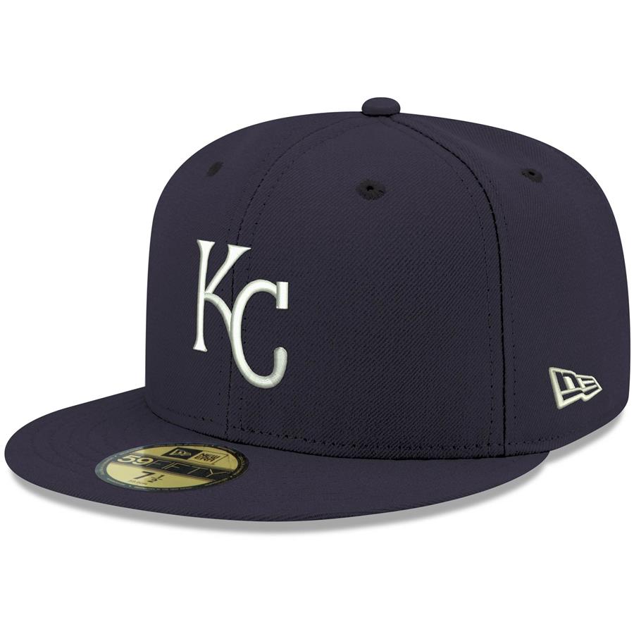 Kansas City Royals New Era Logo White 59FIFTY Fitted Hat - Navy
