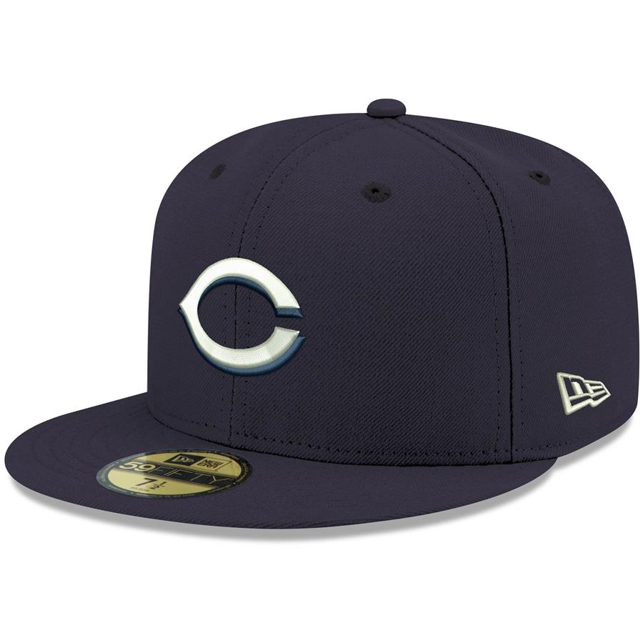 Cincinnati Reds New Era Logo White 59FIFTY Fitted Hat - Navy