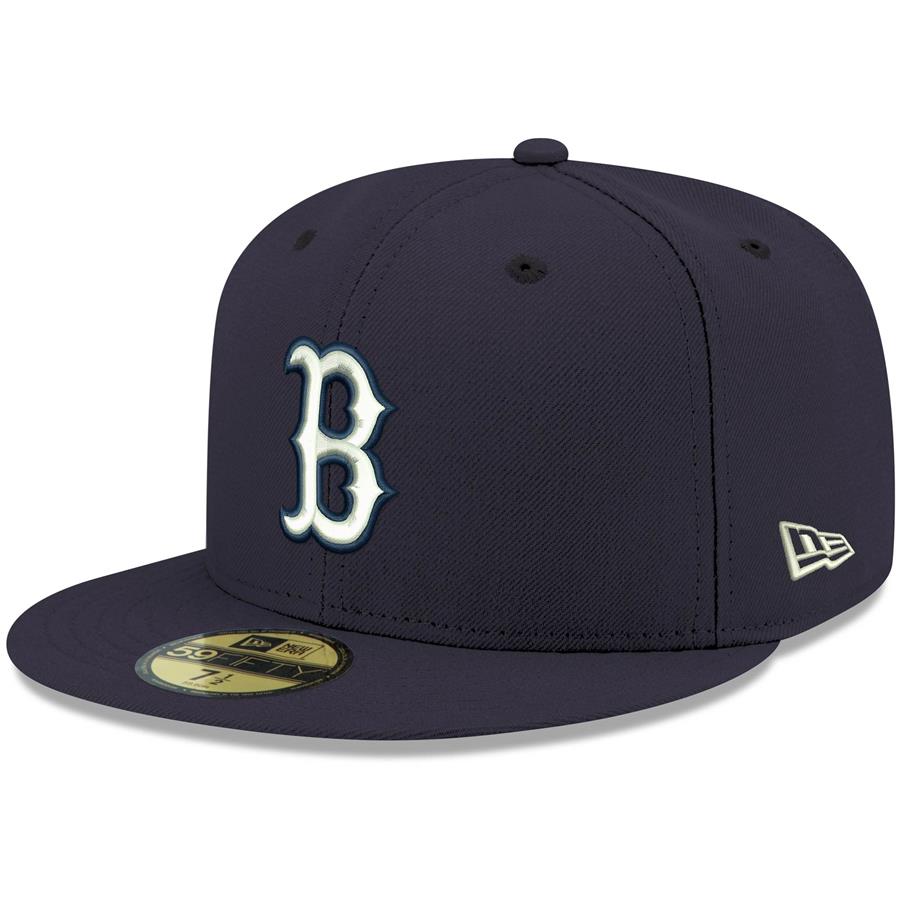 Boston Red Sox New Era Logo White 59FIFTY Fitted Hat - Navy