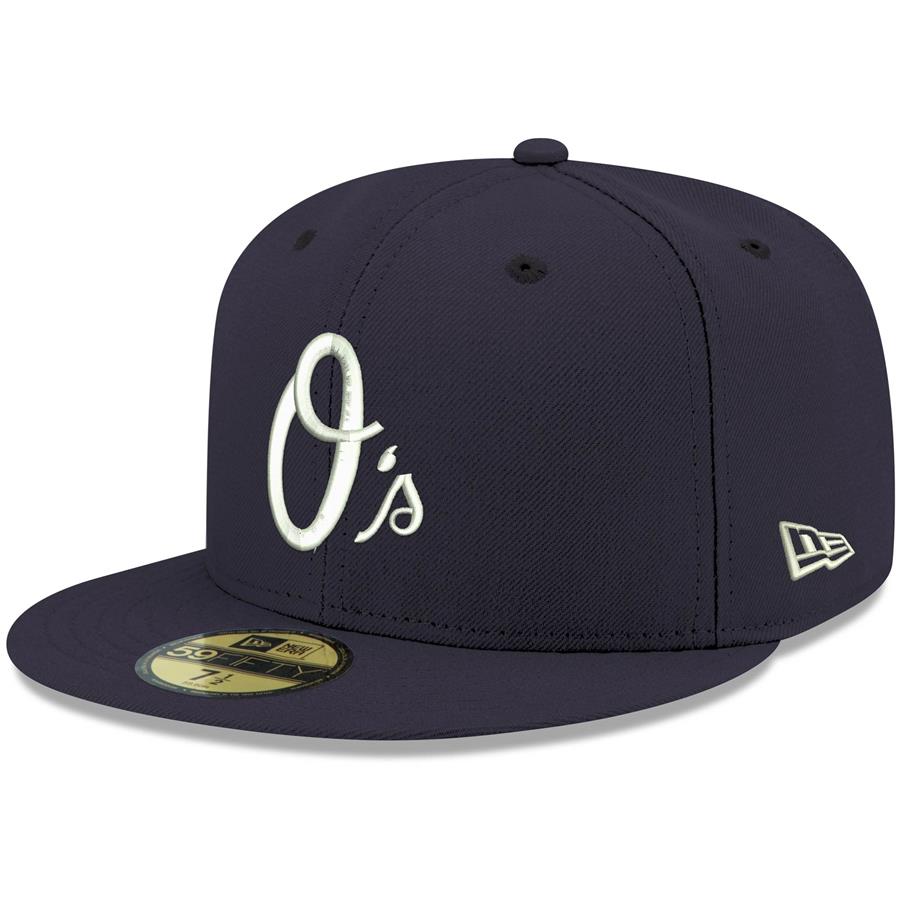 Baltimore Orioles New Era Logo White 59FIFTY Fitted Hat - Navy