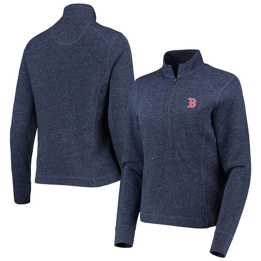 Boston Red Sox johnnie-O Women's Kennedy Slub Quarter-Zip Sweatshirt - Navy
