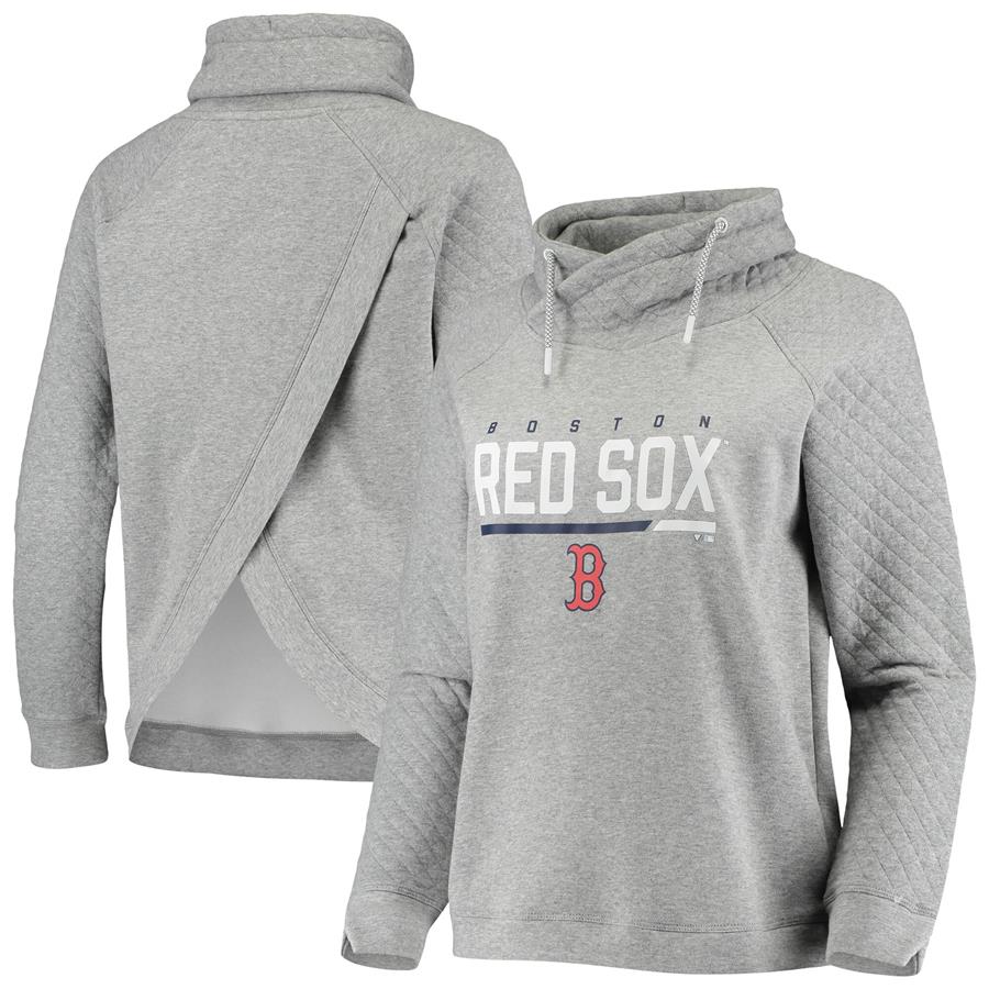 Boston Red Sox Levelwear Women's Vega Cut-Off Raglan Pullover Sweatshirt - Heathered Gray