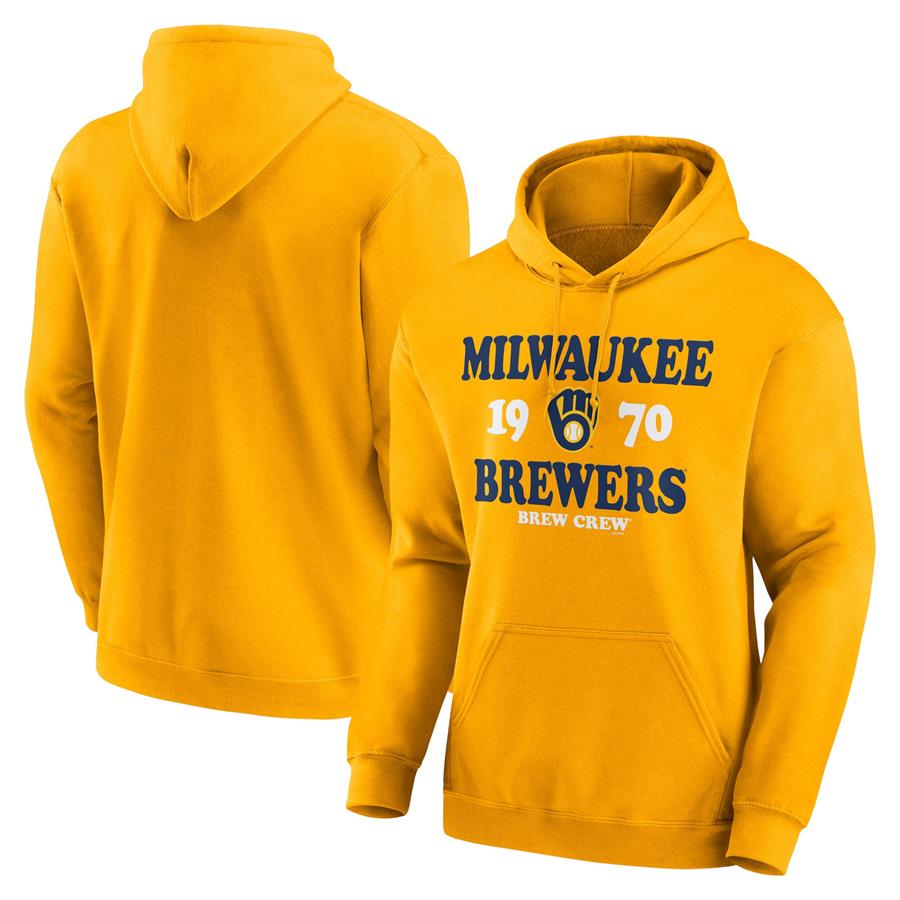 Milwaukee Brewers Fanatics Branded Fierce Competitor Pullover Hoodie - Gold