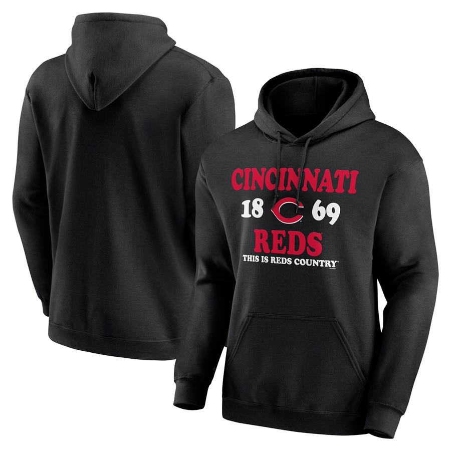 Cincinnati Reds Fanatics Branded Fierce Competitor Pullover Hoodie - Black