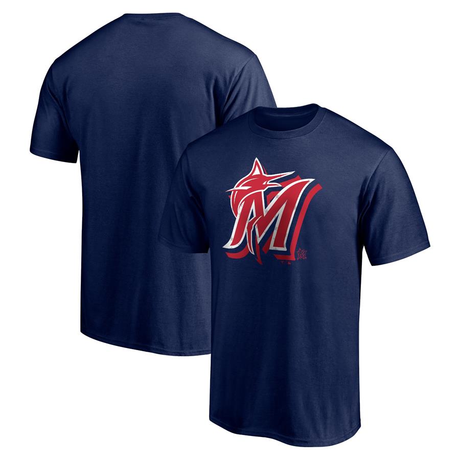 Miami Marlins Fanatics Branded Red White and Team T-Shirt - Navy