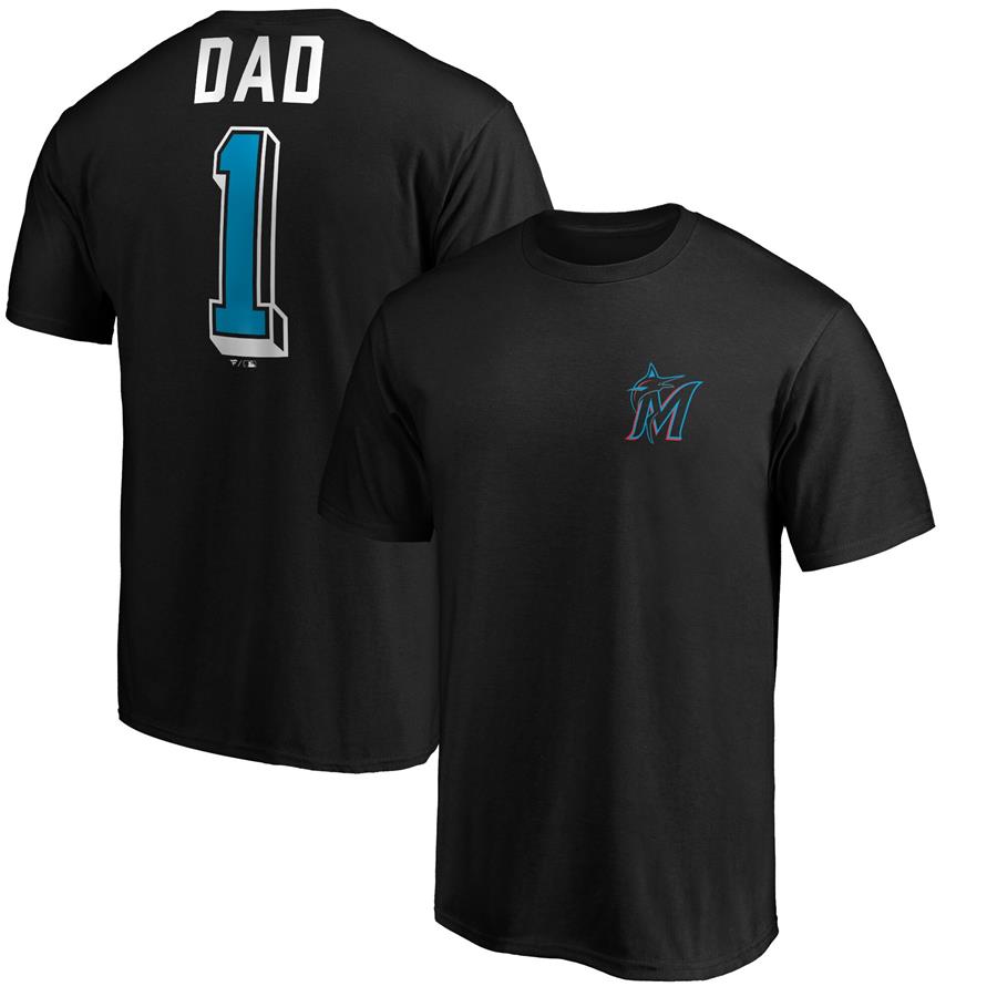 Miami Marlins Fanatics Branded Number One Dad T-Shirt - Black