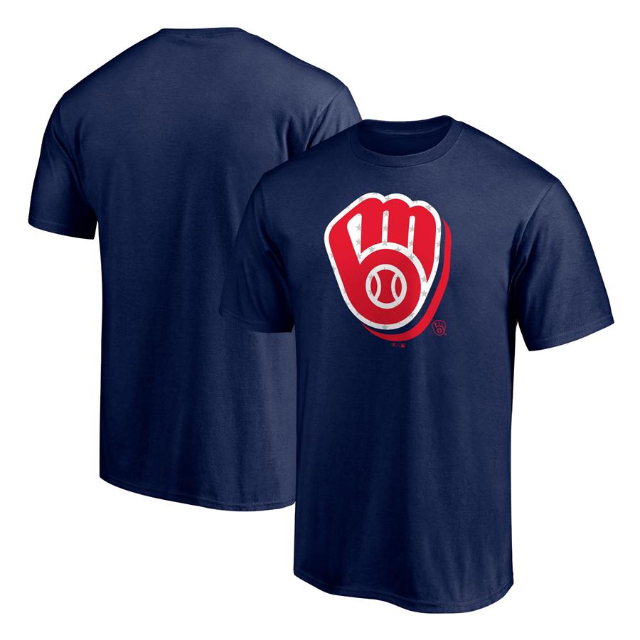Milwaukee Brewers Fanatics Branded Red White and Team T-Shirt - Navy