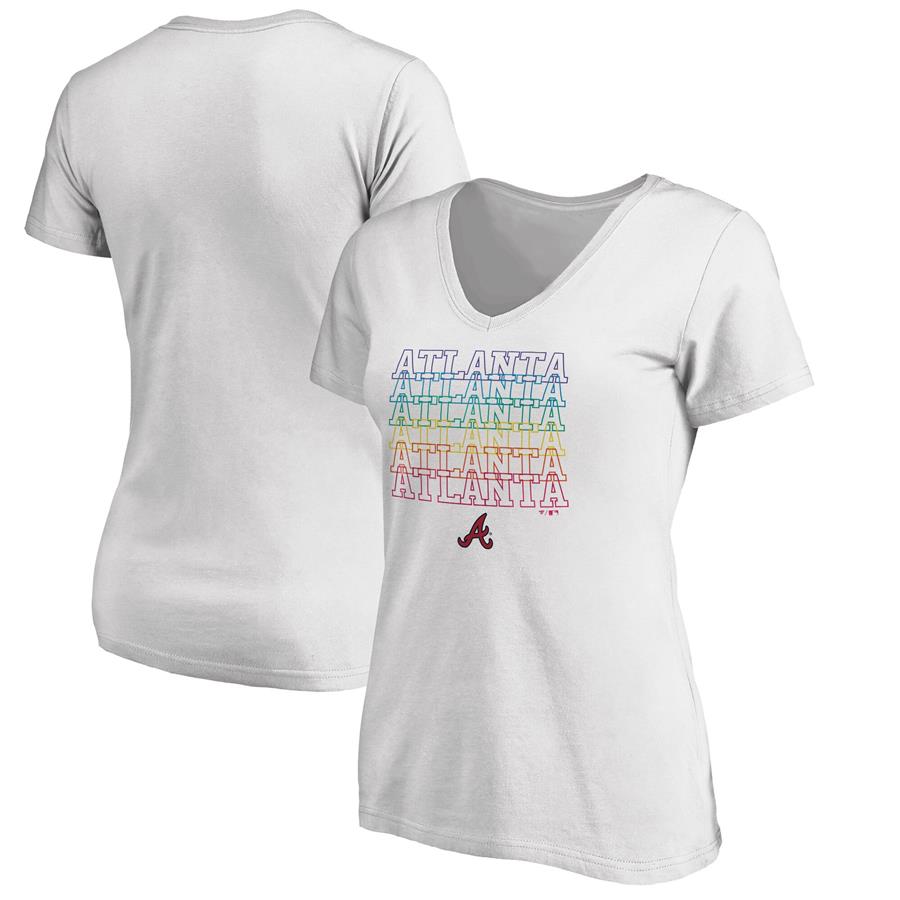 Atlanta Braves Fanatics Branded Women's City Pride V-Neck T-Shirt - White