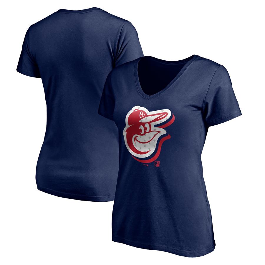 Baltimore Orioles Fanatics Branded Women's Red White and Team V-Neck T-Shirt - Navy