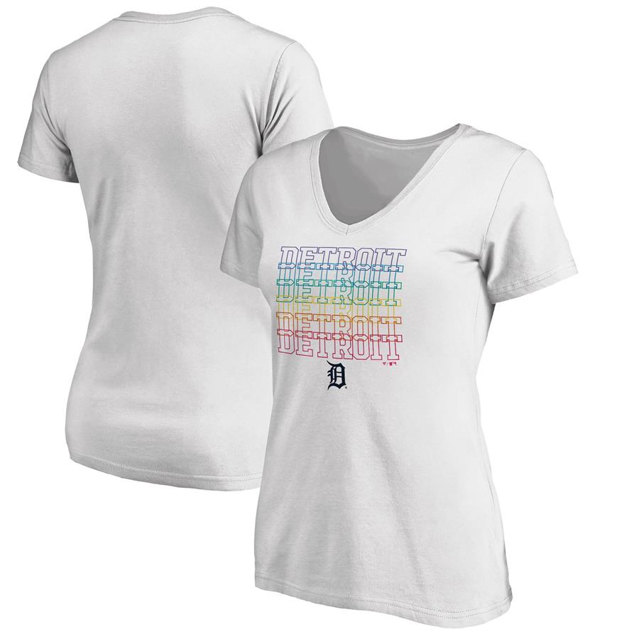 Detroit Tigers Fanatics Branded Women's City Pride V-Neck T-Shirt - White