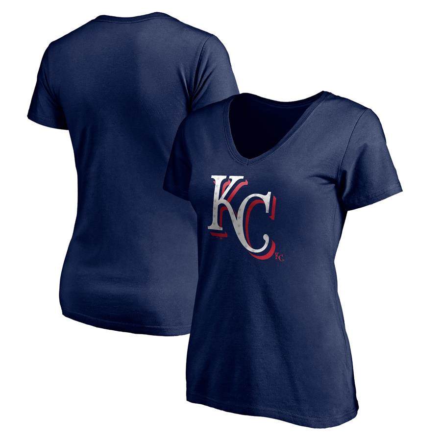 Kansas City Royals Fanatics Branded Women's Red White and Team V-Neck T-Shirt - Navy