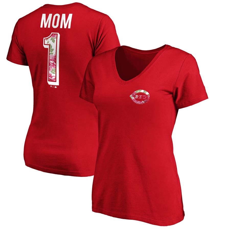 Cincinnati Reds Fanatics Branded Women's Plus Size Mother's Day V-Neck T-Shirt - Red