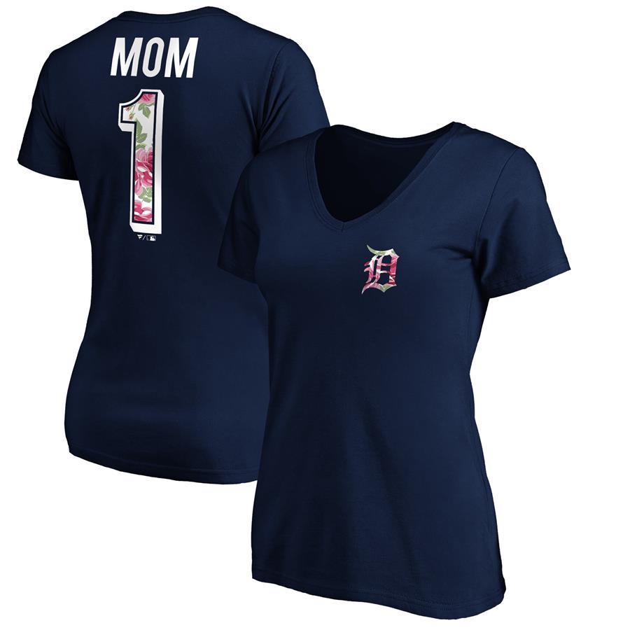 Detroit Tigers Fanatics Branded Women's Plus Size Mother's Day V-Neck T-Shirt - Navy