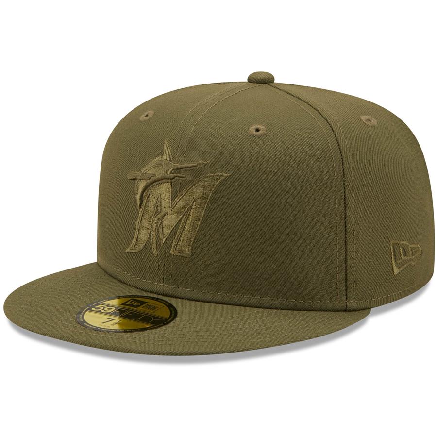 Miami Marlins New Era Color Pack 59FIFTY Fitted Hat - Olive