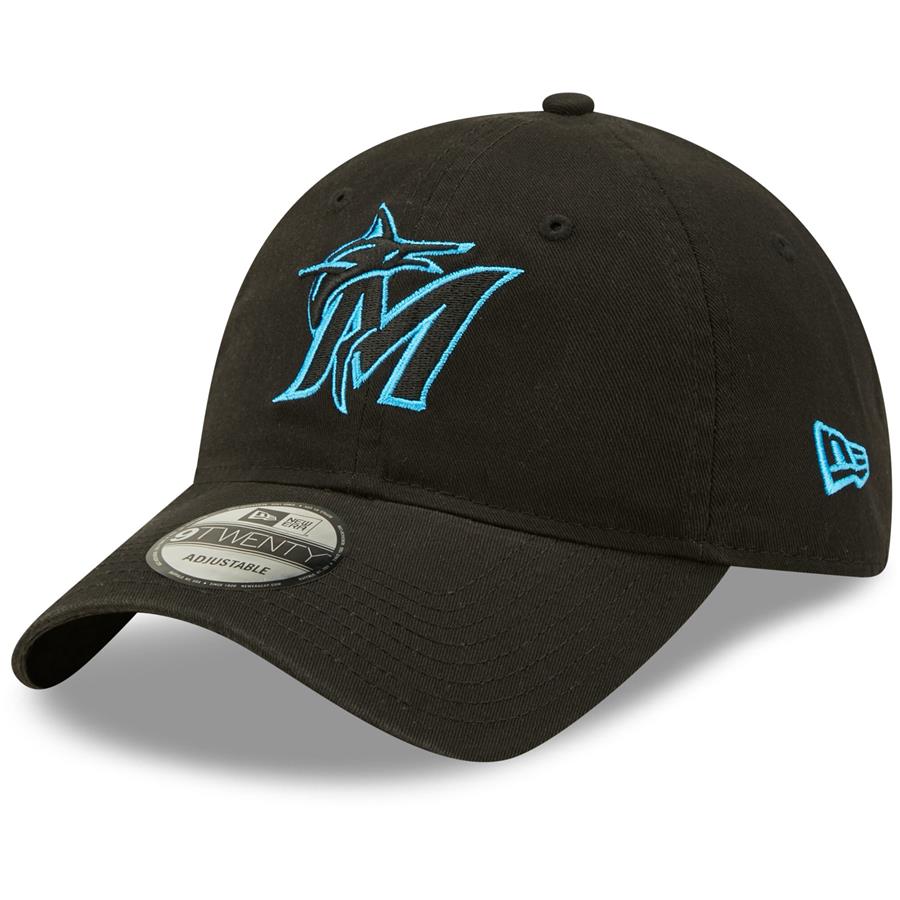 Miami Marlins New Era Logo Core Classic 9TWENTY Adjustable Hat - Black