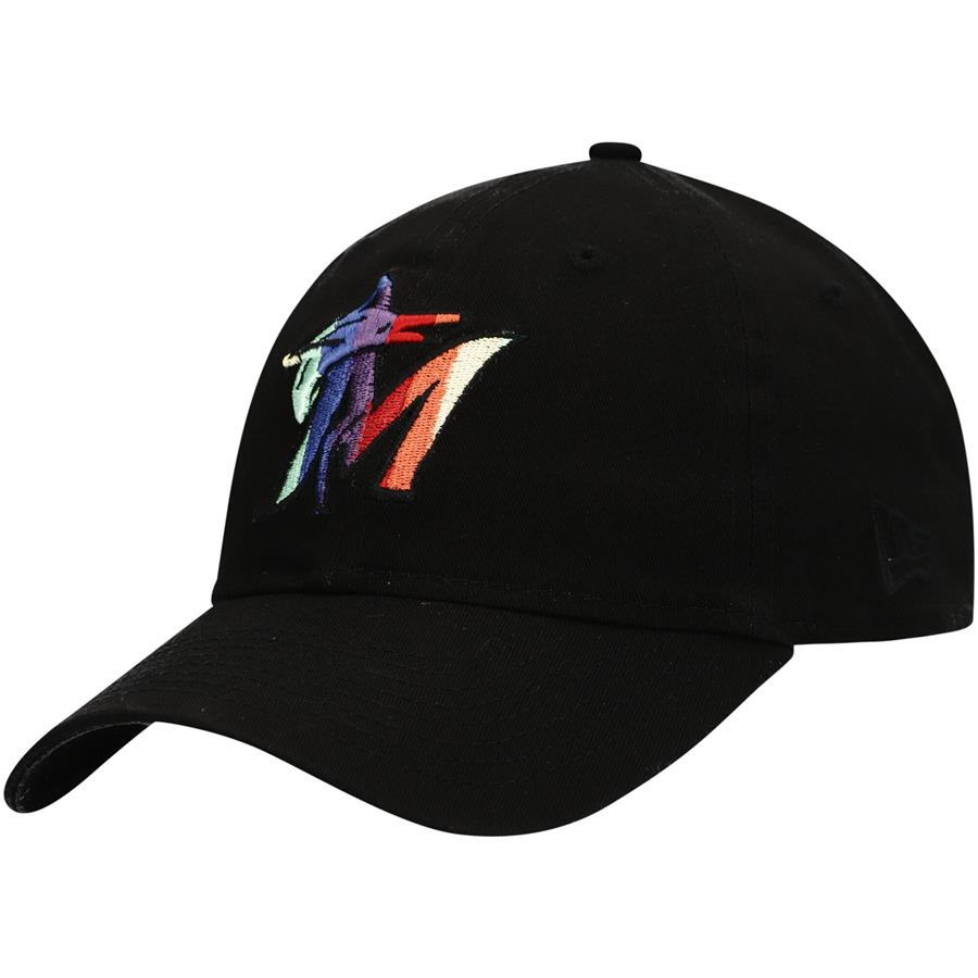 Miami Marlins New Era Core Classic Pride 9TWENTY Adjustable Hat - Black