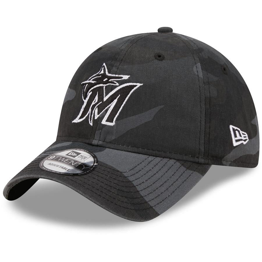 Miami Marlins New Era Midnight Camo Core Classic 9TWENTY Adjustable Hat - Graphite