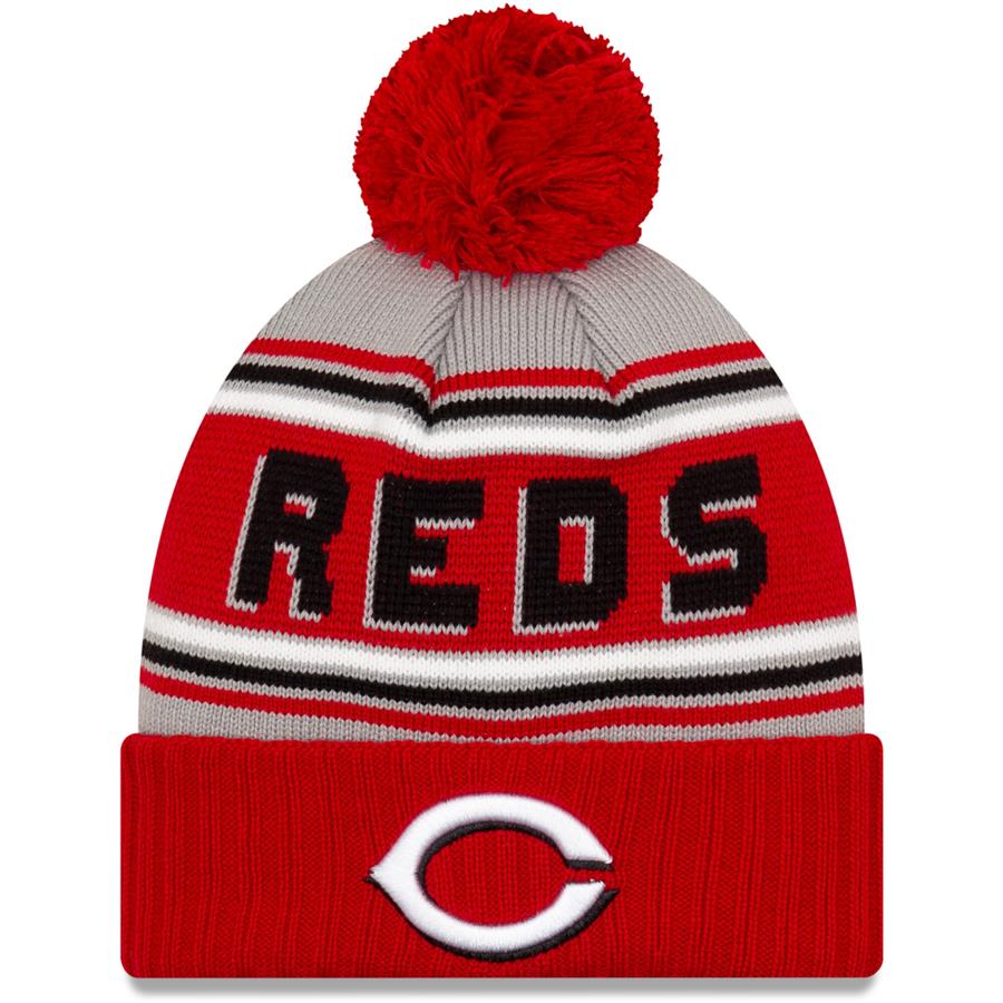 Cincinnati Reds New Era Cheer Cuffed Knit Hat with Pom - Red