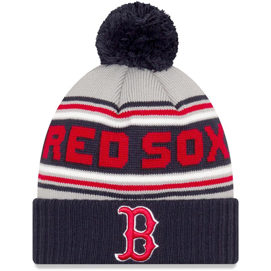 Boston Red Sox New Era Cheer Cuffed Knit Hat with Pom - Black