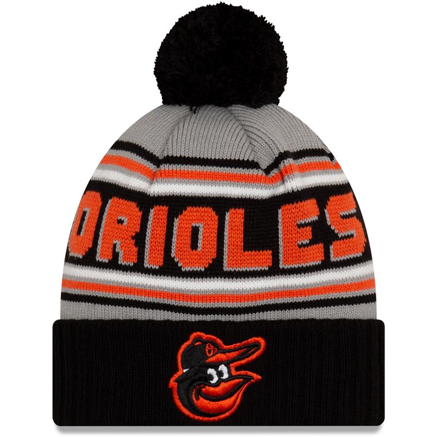 Baltimore Orioles New Era Cheer Cuffed Knit Hat with Pom - Black