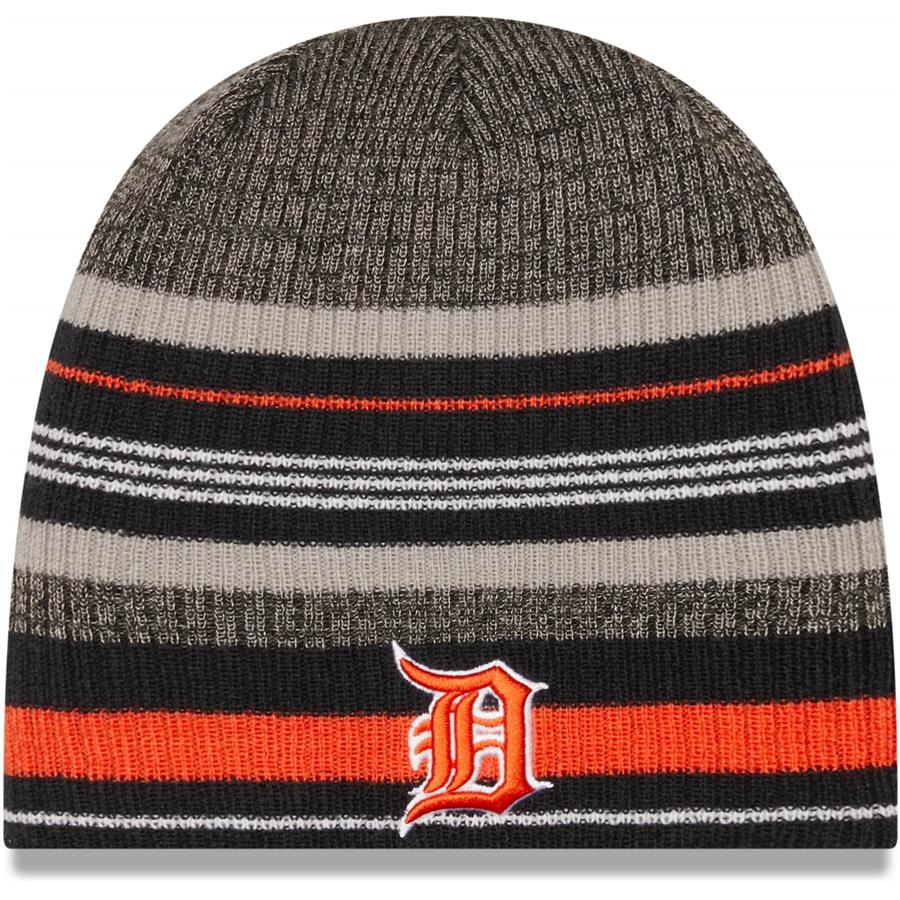 Detroit Tigers New Era Striped Beanie Hat - Navy