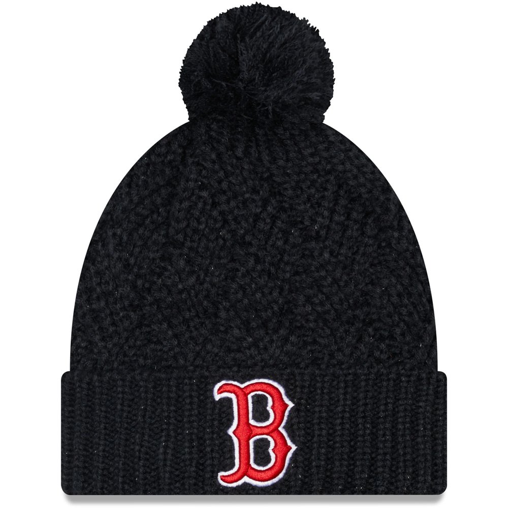 Boston Red Sox New Era Women's Brisk Cuffed Knit Hat with Pom - Navy