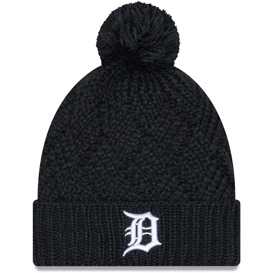 Detroit Tigers New Era Women's Brisk Cuffed Knit Hat with Pom - Navy
