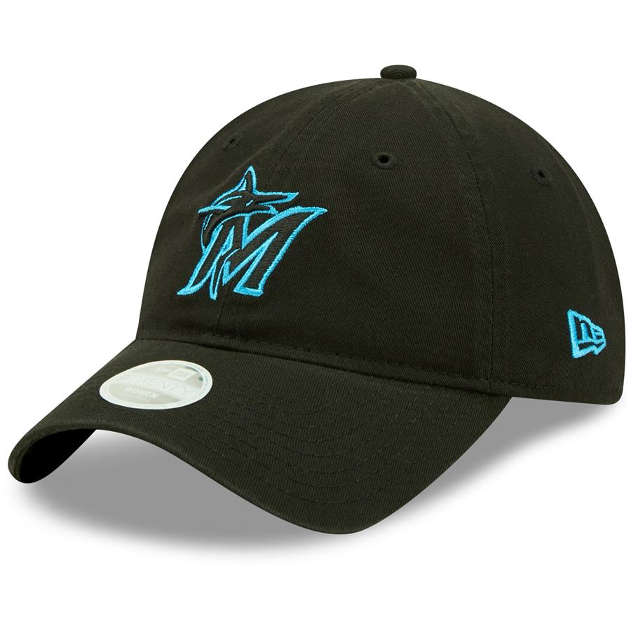 Miami Marlins New Era Women's Logo Core Classic 9TWENTY Adjustable Hat - Black