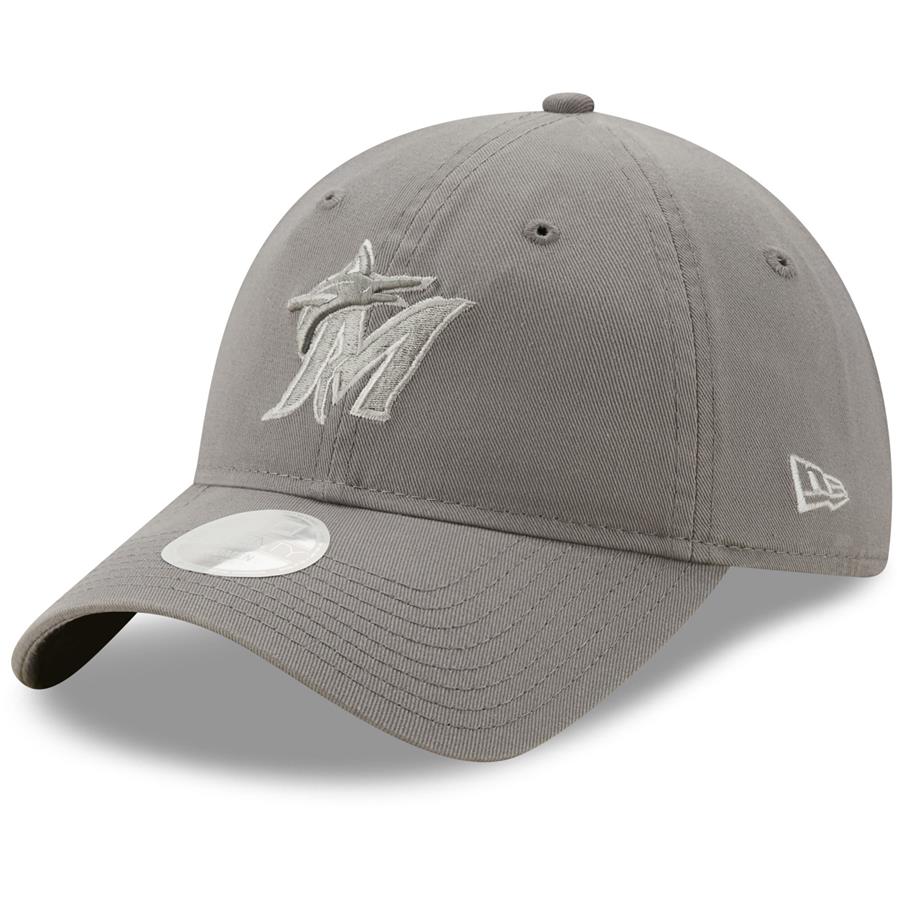 Miami Marlins New Era Women's Misty Morning Core Classic 9TWENTY Adjustable Hat - Gray