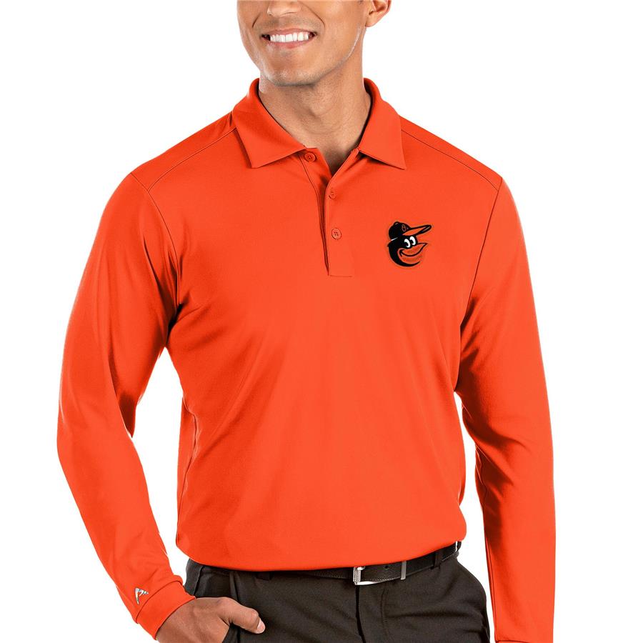 Baltimore Orioles Antigua Tribute Long Sleeve Polo - Orange