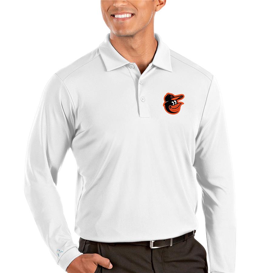 Baltimore Orioles Antigua Tribute Long Sleeve Polo - White
