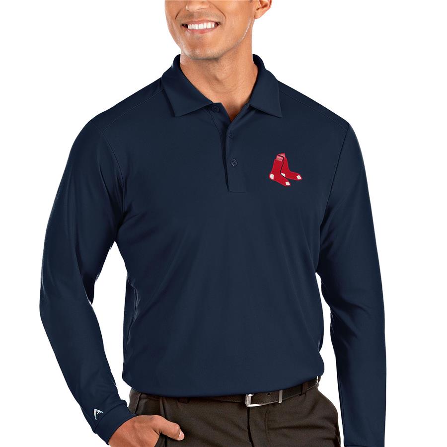 Boston Red Sox Antigua Tribute Long Sleeve Polo - Navy