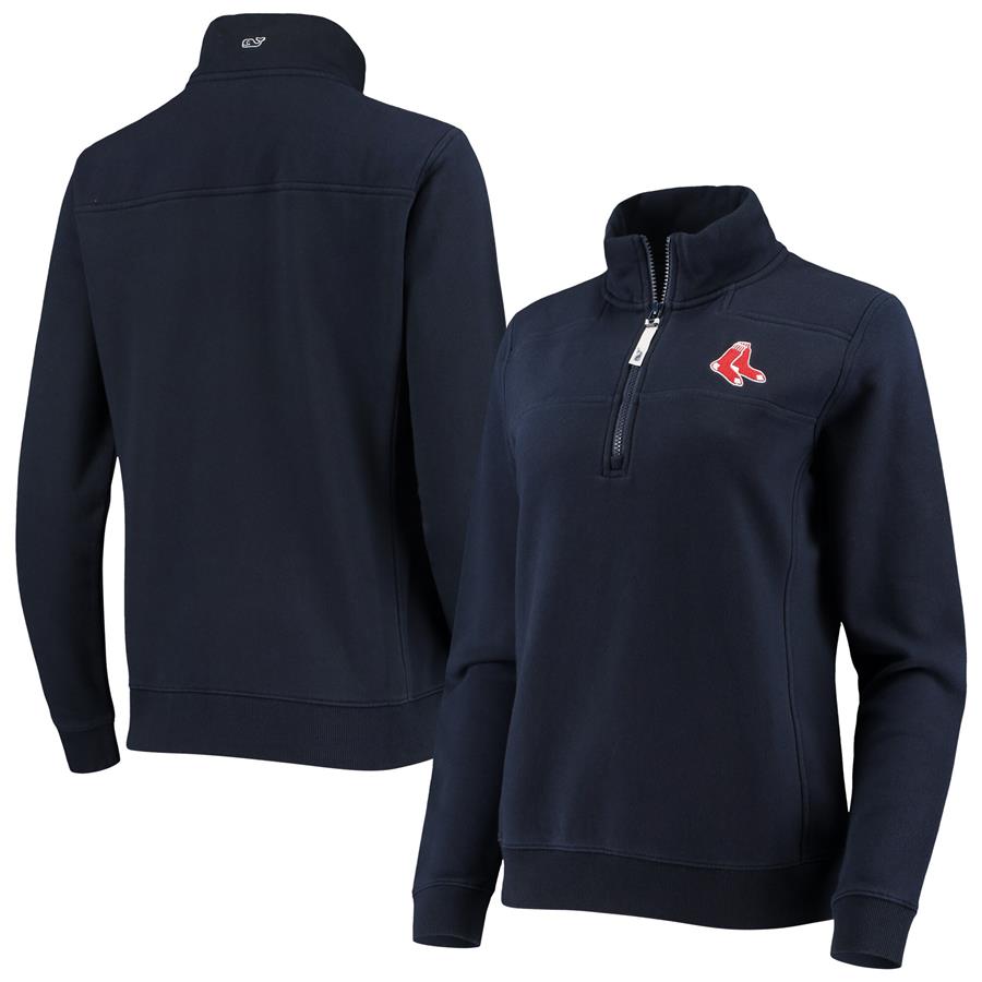 Boston Red Sox Vineyard Vines Women's Shep Shirt Quarter-Zip Jacket - Navy