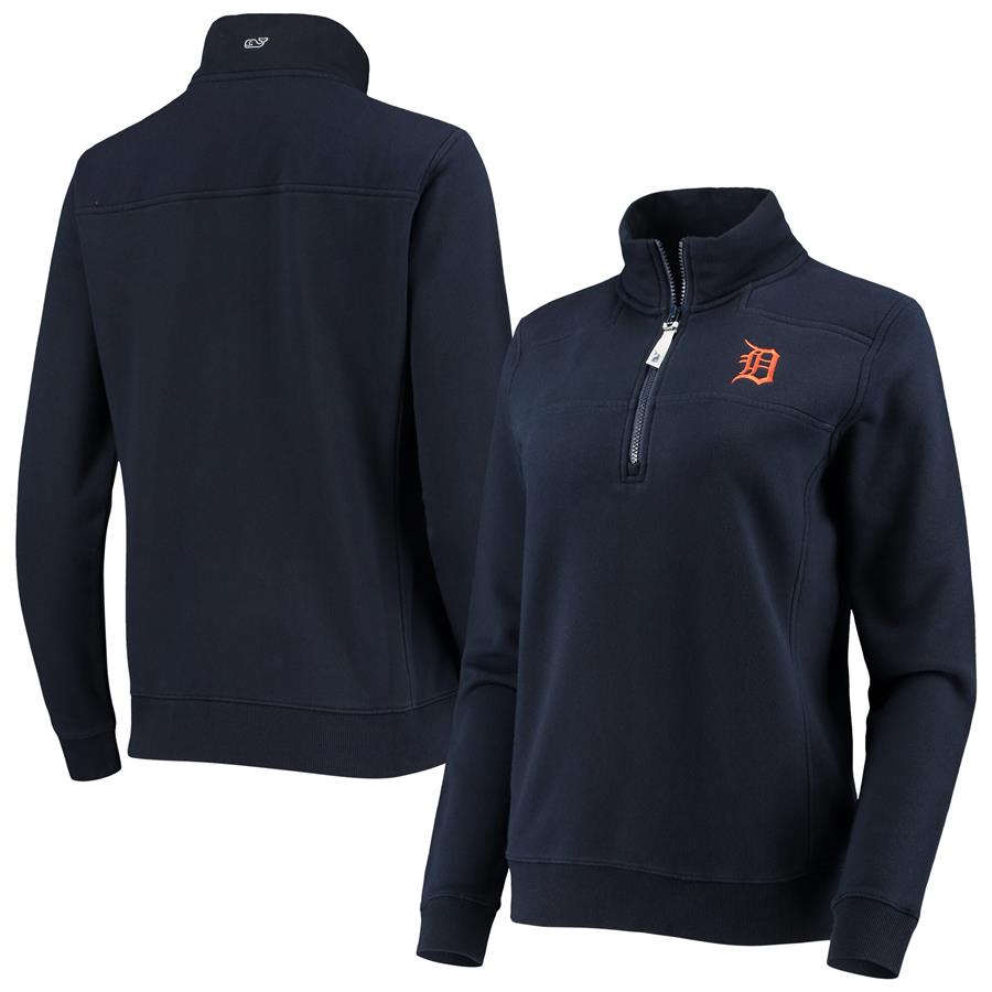 Detroit Tigers Vineyard Vines Women's Shep Shirt Quarter-Zip Jacket - Navy